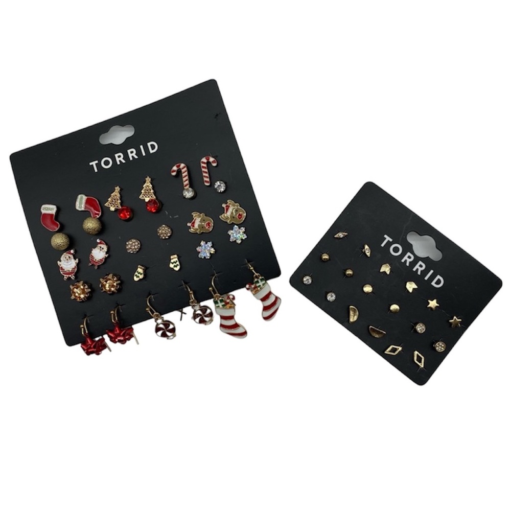 Torrid Women’s Gold Tone Earrings Sets of 2 Holiday & Geometric Stud Set